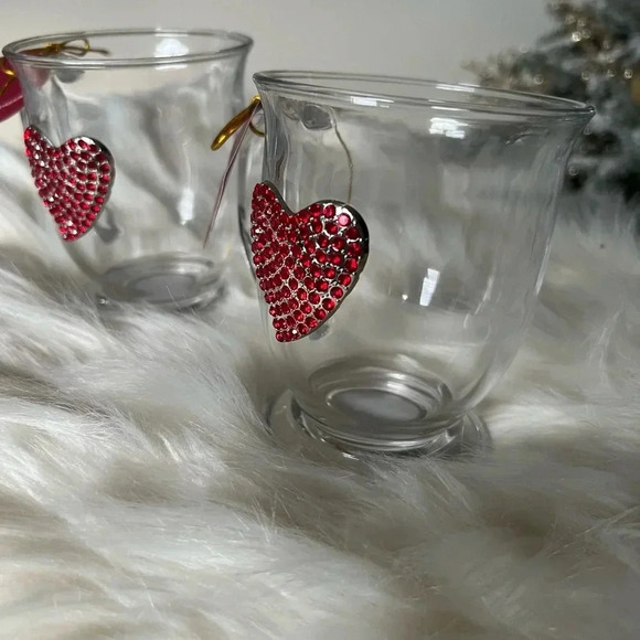 Elegant Rhinestone Heart Glass Mugs – Set of 2 (15 oz) Bundle of 2 - Picture 6 of 6